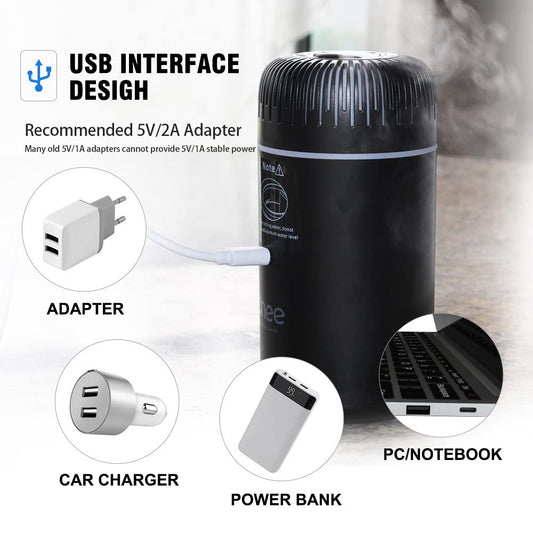 Unee Car Diffusers – 100ml USB Mini Aromatherapy & Humidifier & Car Air Freshener for Essential Oils, Portable Auto & Home Use (Black)