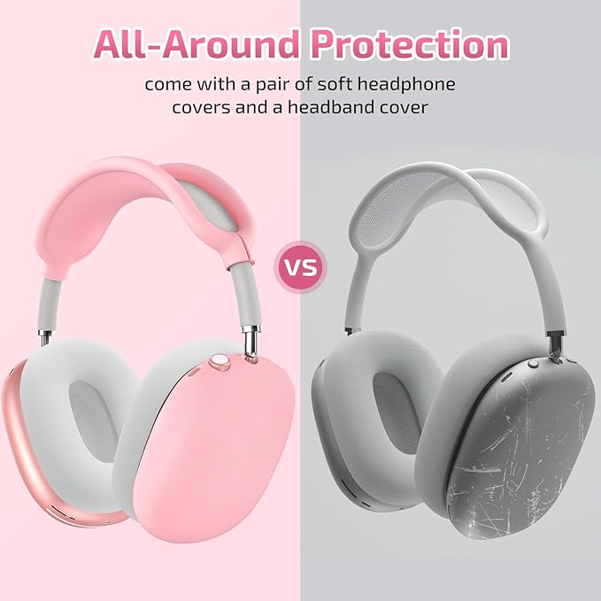AirPod Max Case with Sleep and Charging Support， AirPods Max Accessory Compatible with Apple AirPods Max Wireless Over-Ear Headphones, Travel Portable Airpod Max Case(Pink)