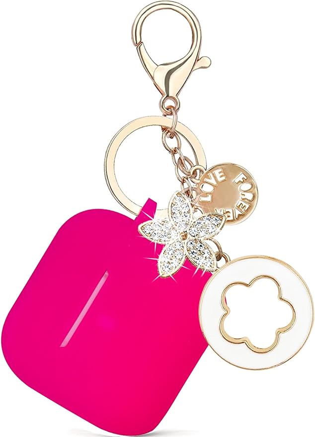 Airpods 4 Cases Silicone Protective Case for Airpod 4 with Bling Keychain for Apple AirPods 4th Generation Wireless Earbuds with Cleaner Kit (Hot Pink)