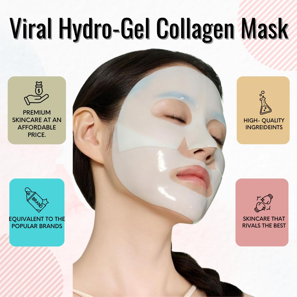 BSF SKIN | Deep Collagen Hydrogel Face Mask With Niacinamide, Low Molecular Collagen, Galactomyces Ferment Filtrate, Low Molecular Hyaluronic Acid (28g x8ea)