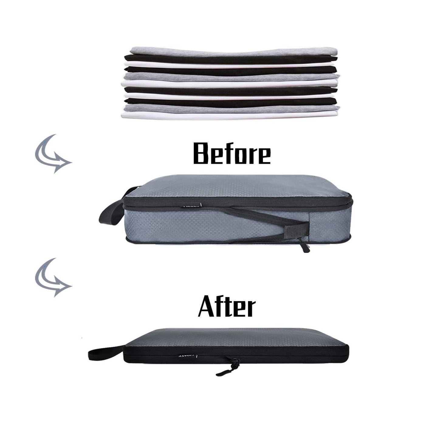 YZAOLL 3 Set/6 Set/7 Set Compression Packing Cubes Travel Accessories Expandable Packing Organizers,Travel Essentials for Carry on 3 Set Gray