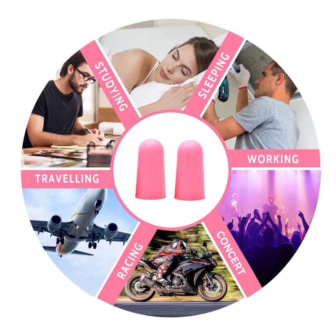 LYSIAN Ultra Soft Foam Ear Plugs for Sleep Noise Reduction -38dB Noise Cancelling Earplugs for Sleeping, Snoring, Shooting, Travel, Women-60 Pairs-Pink Color