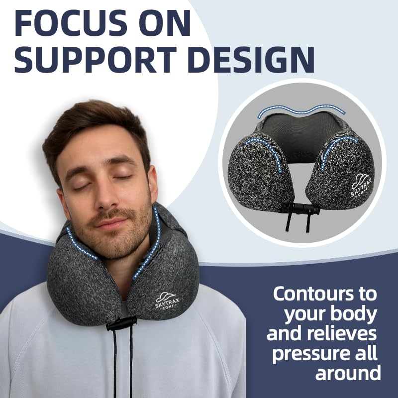 Travel Pillow with Extra Large Hood for Airplane Long Flights Privacy and Comfort Memory Foam with Skin-Friendly Cover for Road Trip Head&Neck Support for Plane Office Cars Sleeping & Rest (Grey)