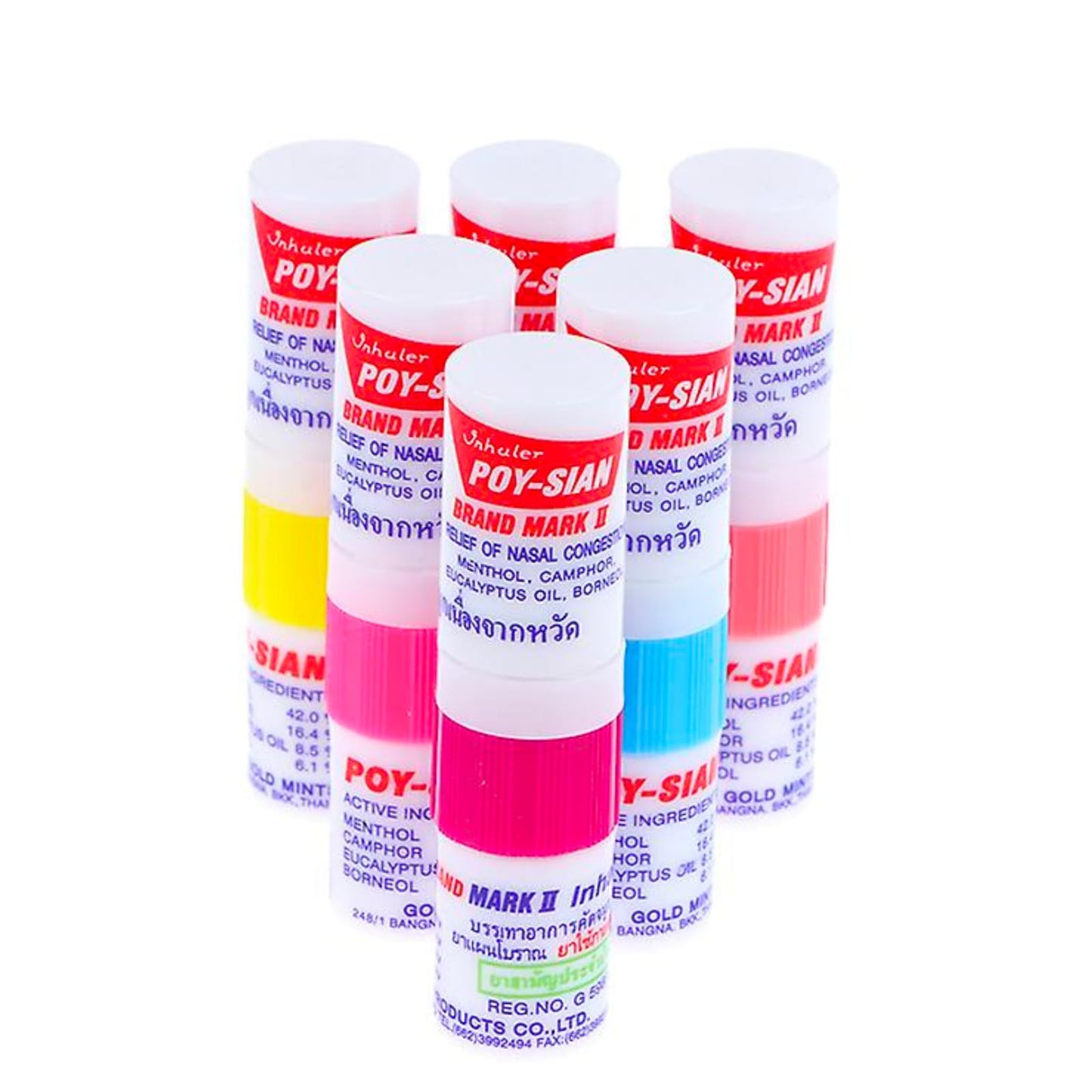 POY-SIAN Mark II Menthol Aromatherapy Nasal Inhaler, Natural Herbal Remedy with Cooling Essential Oils Poysian (Pack of 6)