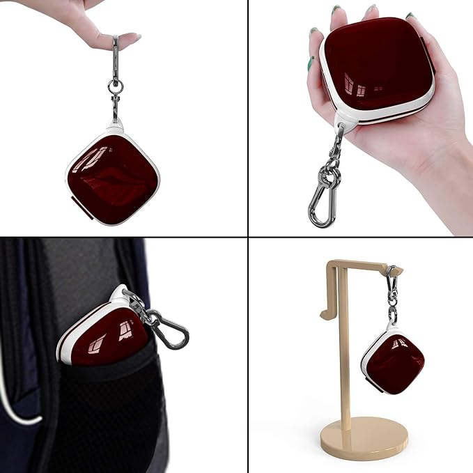 Compatible Powerbeats Pro Case Cover, Full Protective Shockproof Anti-Slip Silicone Case for Beats Powerbeats Pro 2019 (White Edge+Burgundy)