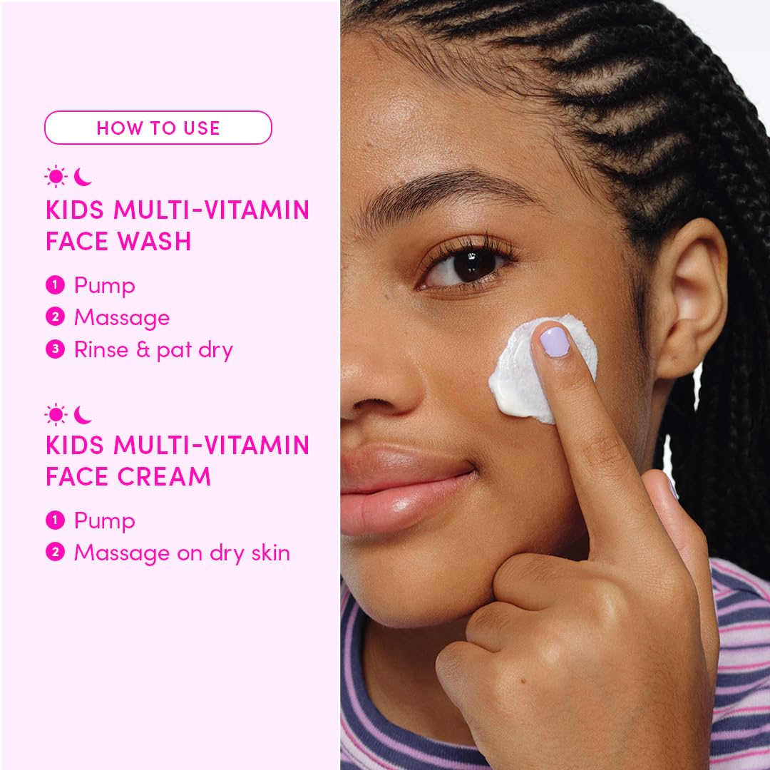 Evereden Barbie Limited Edition Kids Happy Face Duo + Exclusive Barbie Accessories | Multi-Vitamin Kids Face Wash & Cream Set with Stickers + Bracelets | Clean, Vegan Skin Care for Children 3+