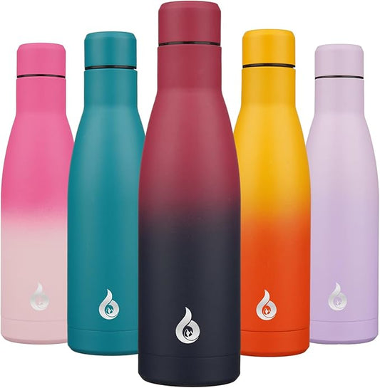 BJPKPK Insulated Water Bottle 17oz Stainless Steel Water Bottles Diashwasher Safe Reusable Metal Thermal Keep Cold and Hot,Charming Black Red