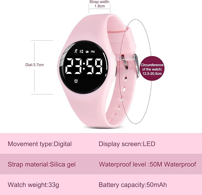 Kids Watches for Girls Boys Digital Sport Watch with Step Counter Pedometer Vibration Alarm Clock, No App Waterproof Fitness Tracker Kids Watch Boys Girls Teens Students Ages 5-16