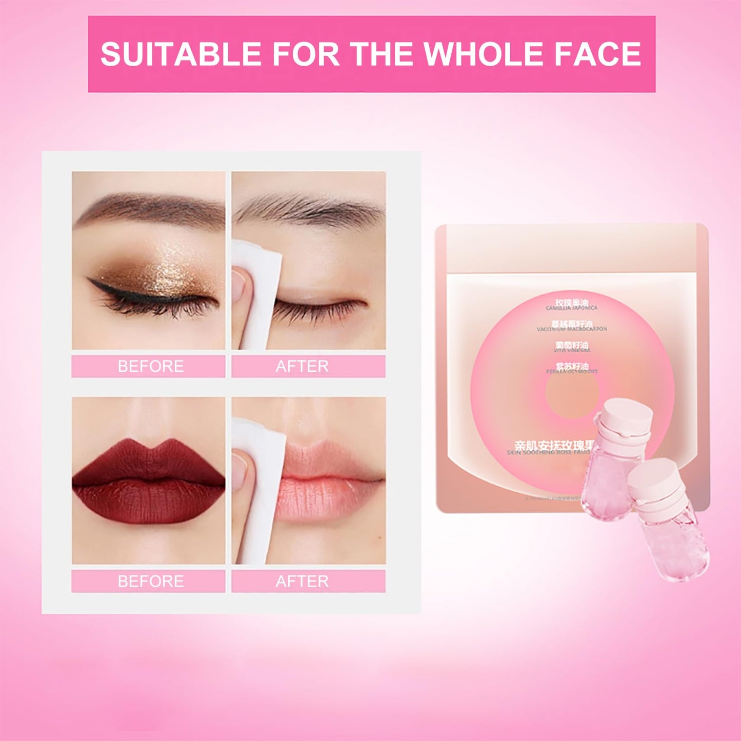 GMaxit 20Pcs Cleansing Oil Mini,Portable Natural Makeup Remover Oil,Nourishing and Gentle for All Skin Types,Rose,2 ml/0.07 fl.oz