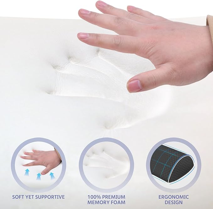 Knee Pillow for Back Sleeping – Ergonomic Memory Foam Cushion for Hip & Back Pain Relief – Leg Wedge Pillow for Spinal Alignment – Support for Side & Back Sleeping, Machine Washable Cover (Black)