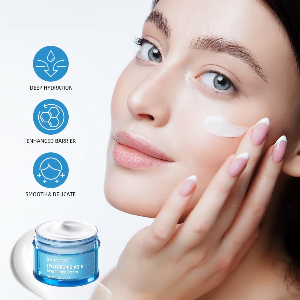 JIMYAUQIN Hyaluronic Acid Face Night Cream & Moisturizer - Deep Hydration for Dry Skin, 1.76 oz (Cream, 1pc)
