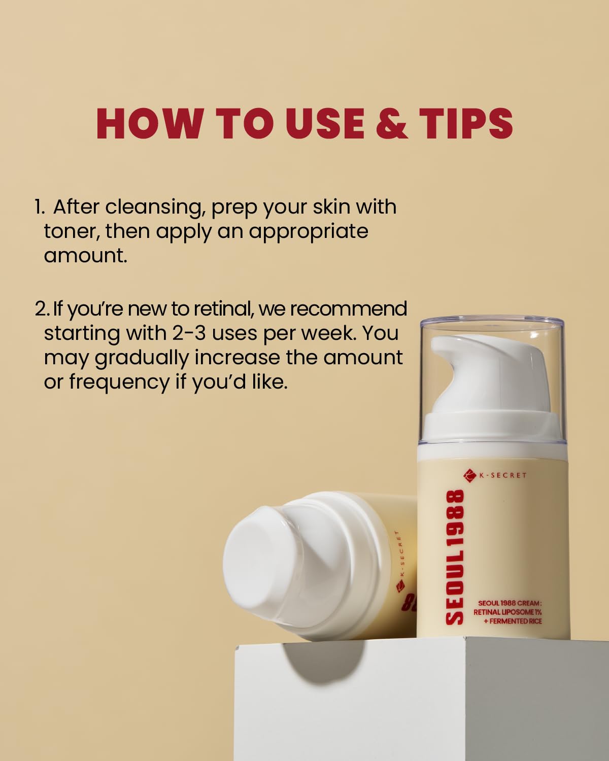 K-SECRET SEOUL 1988 Retinal Cream (50ml / 1.69 fl oz) | Formulated with Fermented Rice and Advanced Retinal Liposome 1% to care for fine lines and skin tone | Korean Skincare