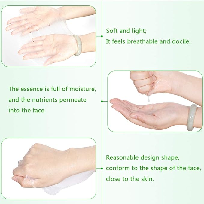 Aloe Facial Skincare Sheet Hydrating Moisturizing Revitalizing Facial Skincare Sheet for Dry, Oily, Sensitive and Tired Skin 25ml/0.8oz, Pack of 10