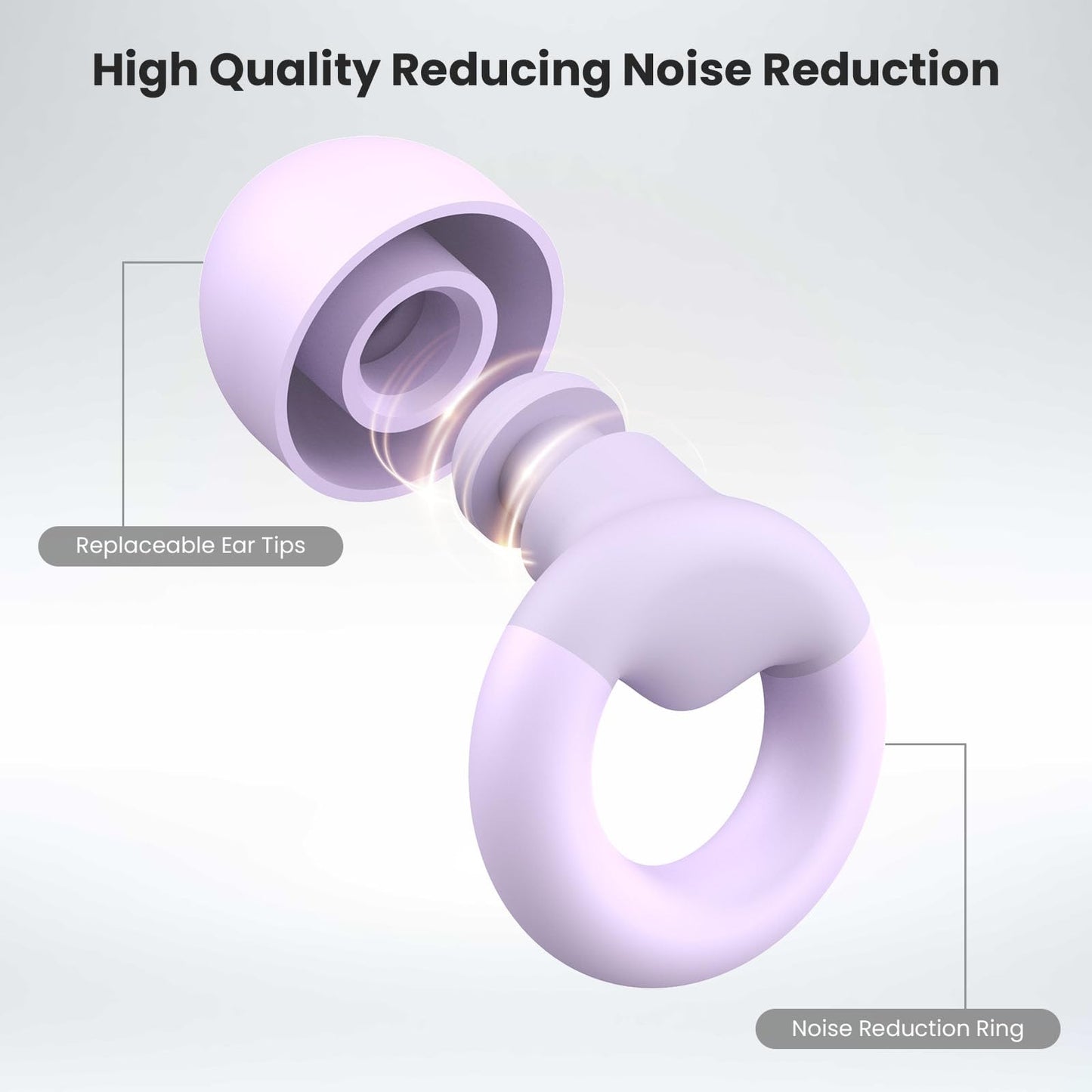 JUSTRVN Ear Plugs for Sleeping, 2 Pairs of Reusable Earplugs for Noise Reduction 25dB-30dB with 8 Ear Tips, Soft Hearing Protection Ear Plugs for Concert,Noise Sensitivity, Study & Work