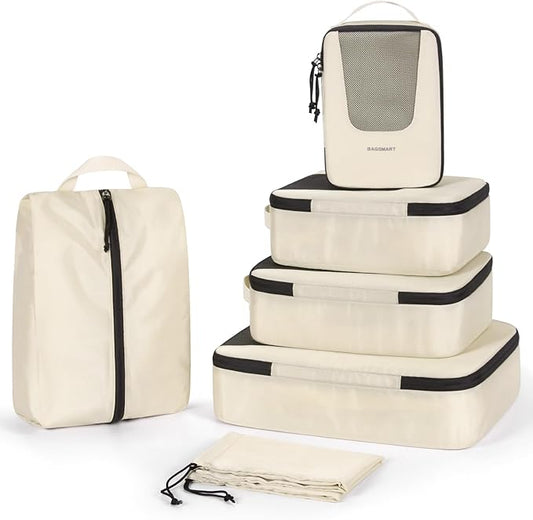 BAGSMART Compression Packing Cubes for Travel, 6 Set/5 Set/4 Set, Compression Suitcase Organizer Bags Set for Suitcases Travel Essentials, Lightweight Packing Organizers