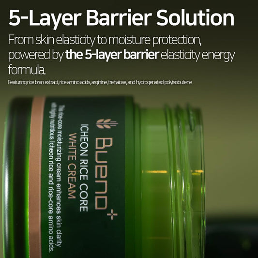 Bueno+ Icheon Rice Core Cream 2.82 fl.oz (80g) | Hydrating & Soothing Facial Cream with Icheon Rice Amino Acids | Long-Lasting Moisture, Korean Skin Care