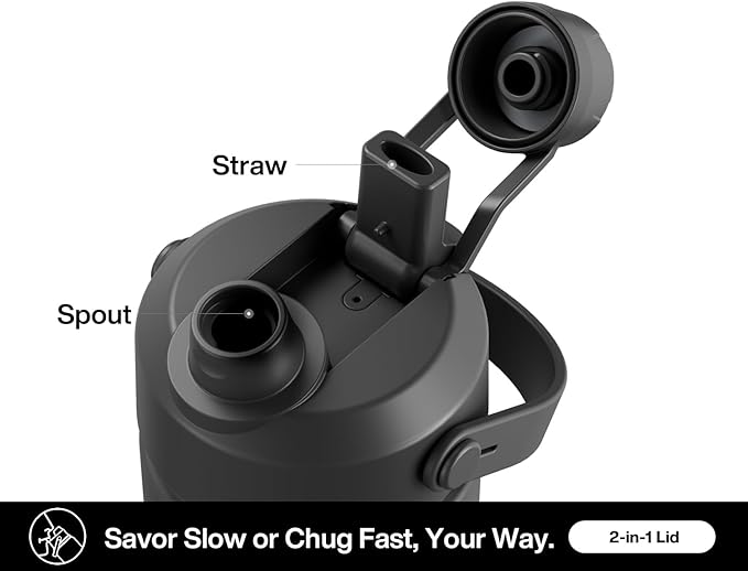 26 oz Insulated Water Bottle with 2-in-1 Straw and Spout Lid, Keep Cold 24H, Leak-Proof, Fits in Car Cup Holder, Stainless Steel Water Bottle for Sports, Travel, and School (Dark Knight)