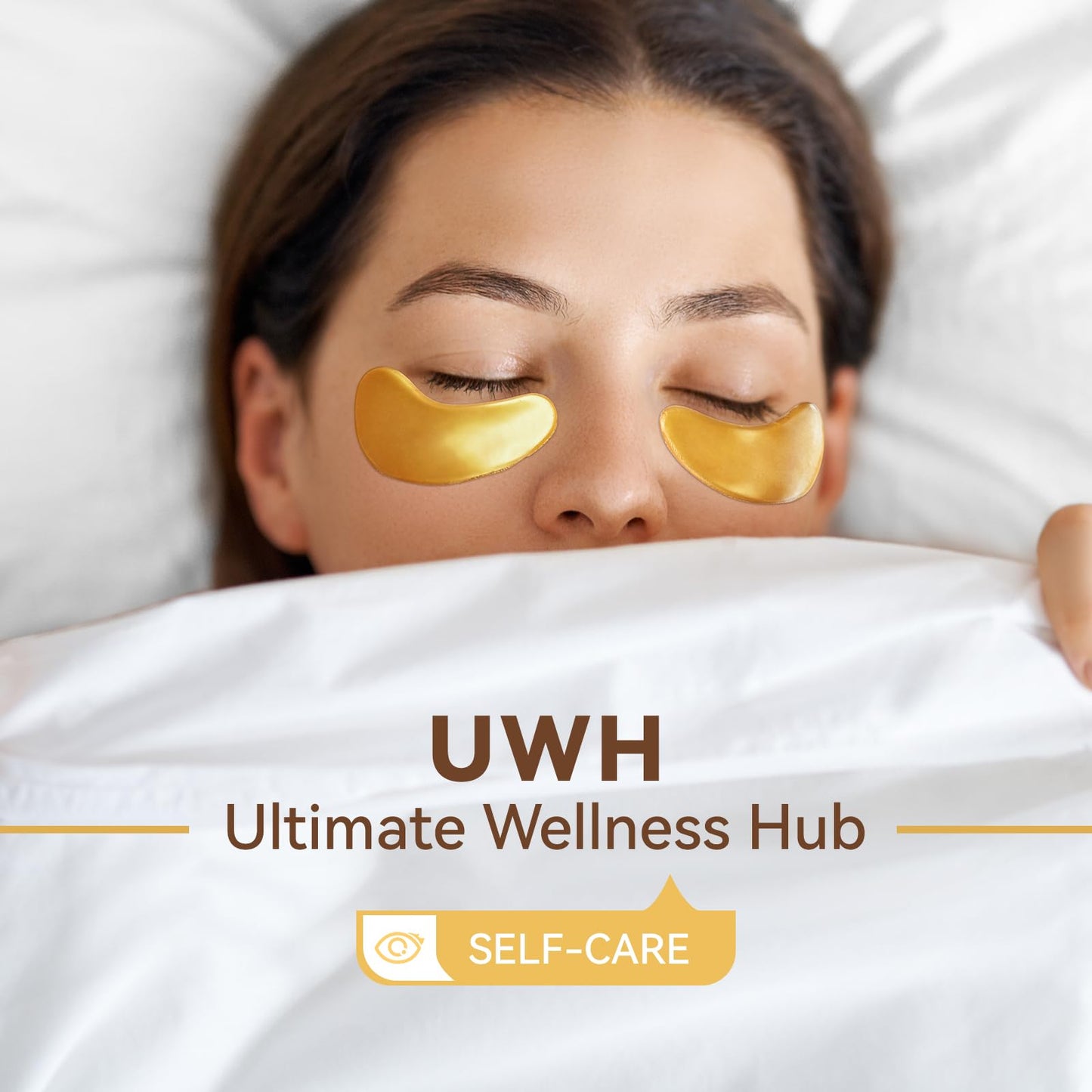 UWH 30P Under Eye Patches for Dark Circles and Puffy Eyes | Infused Gel Under 24K Gold Eye Masks for Skin Care of Puffiness & Eye Bags Treatment for Women Ideal for Beauty Care (30 Pairs, 24K Gold)