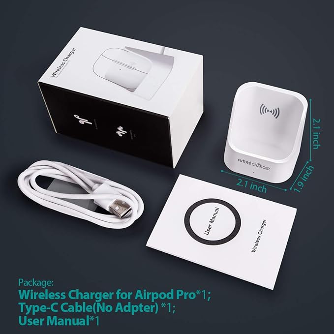 AirPods Wireless Charger - Compatible with AirPods 4/3/2 & Pro 2, Active Noise Cancellation, White