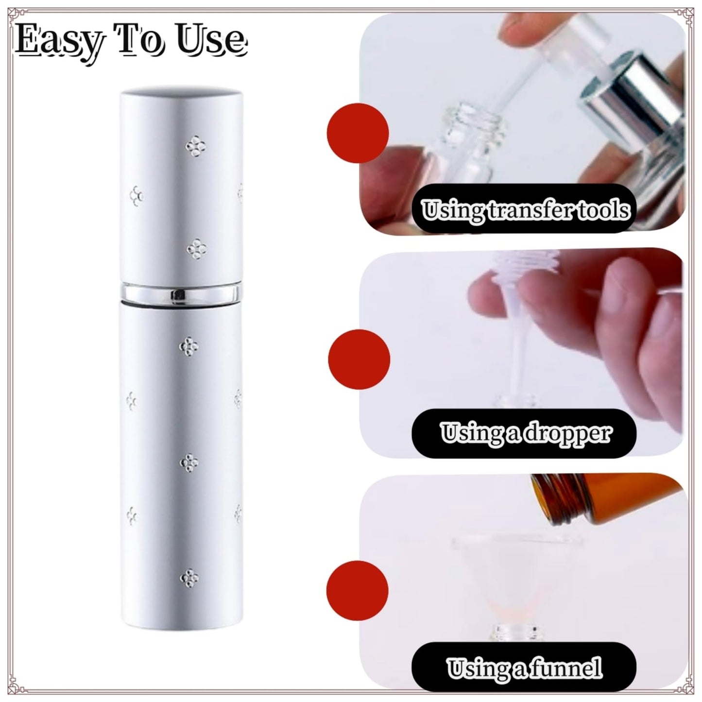 Generic Small Perfume Spray Bottle Cologne Spray Bottle Travel Perfume Atomizer Refillable Travel Cologne Spray Bottle 10ML Atomizer Mini Portable Dispenser - Dot Diamond Silver - Coffee Spray Bottle