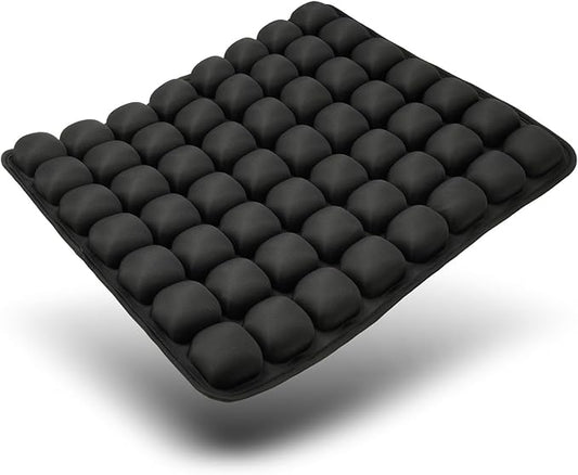 Air Inflatable Travel Seat Cushion, Portable Breathable Comfort Cushion, 56 Air Bubble Design for Airplane, Car, Office Chairs & Home Living – Lightweight & Ergonomic Support,18” x 16” (Black)