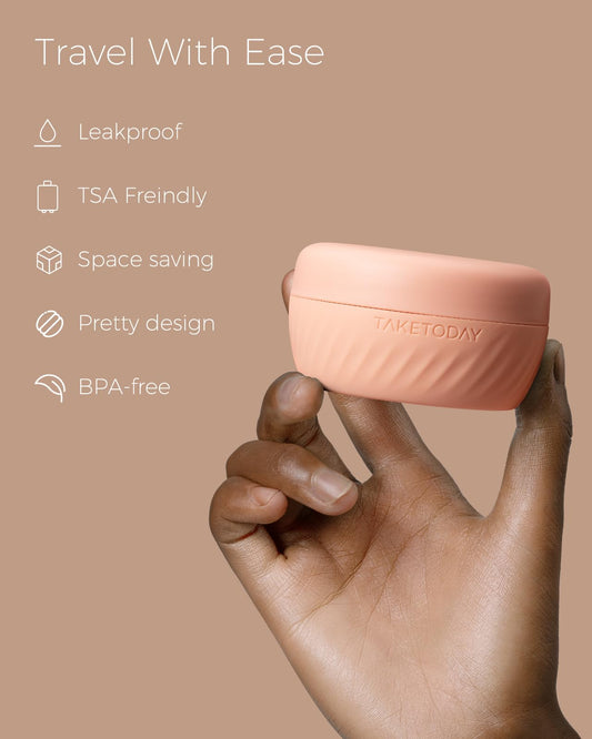 TakeToday Travel Containers for Toiletries, Leak-proof, TSA Approved, Refillable Silicone Cream Jars with Lid Travel Size Essential for Cosmetic toiletry Cream, 2oz, 4 Pack (Apricot)