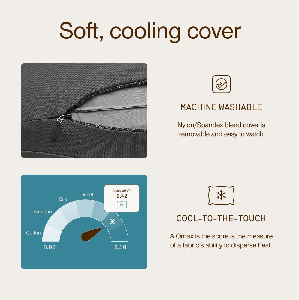 Coop Home Goods AirJustable Travel Neck Pillow, Inflatable, Adjustable Support for Neck & Chin, Compact Travel Pillow, Soft Memory Foam Comfort, Airplane Travel Essentials, Cooling & Washable Cover