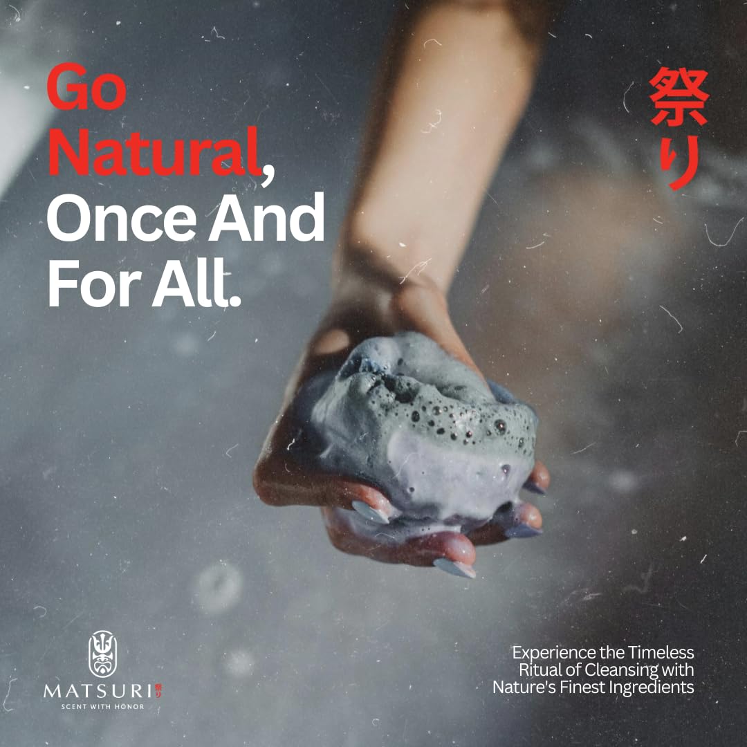 Matsuri Soap Bar | 5 oz | 3 Pack | Cold Process & Natural Ingredients | Moisturizing & Exfoliating | No Harmful Additives | (Mt Fuji/Midor Scrub/Kurotsuchi)