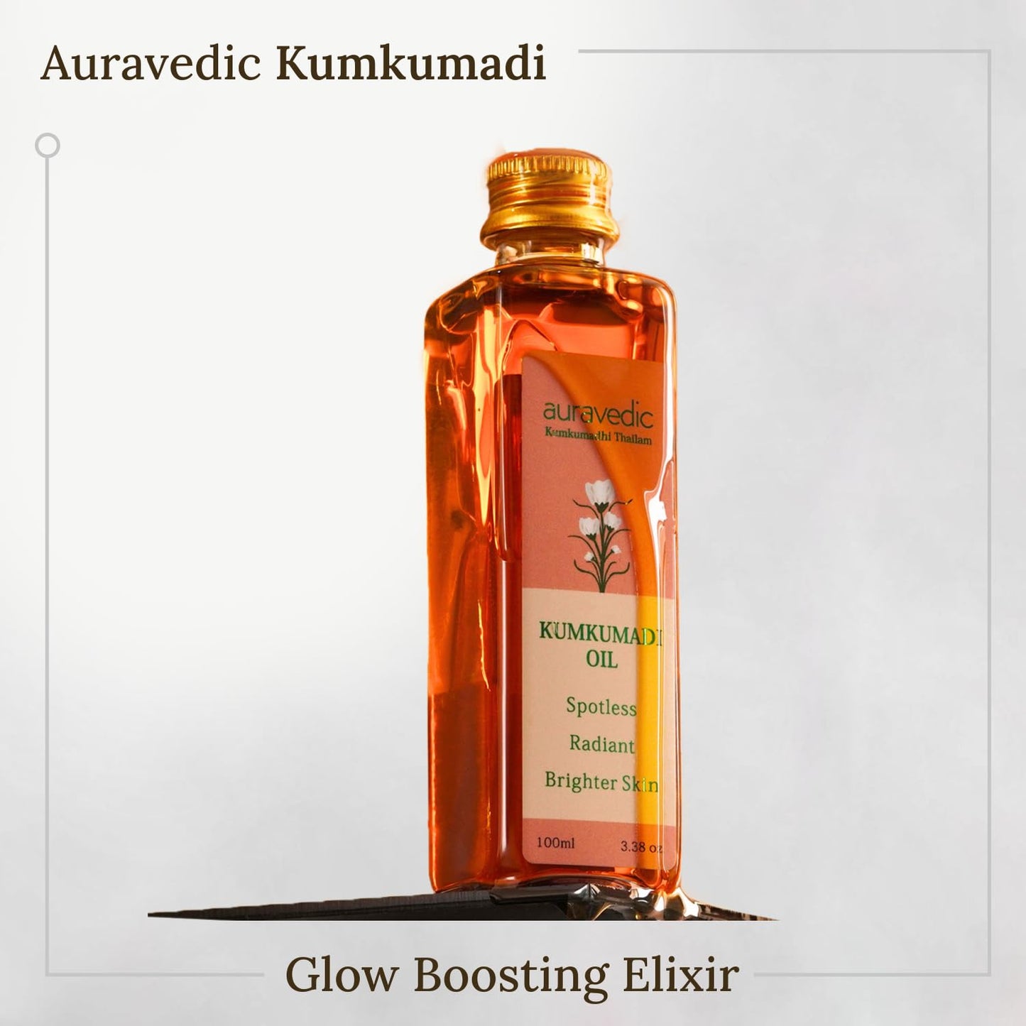 Auravedic Kumkumadi Oil Pure Saffron for Ultra Radiant Skin | Ayurvedic Oil for Dull, Dehydrated & Tired Skin | Lightweight Hydrating Formula for Smooth Texture | 3.38 Fl Oz (100ml)