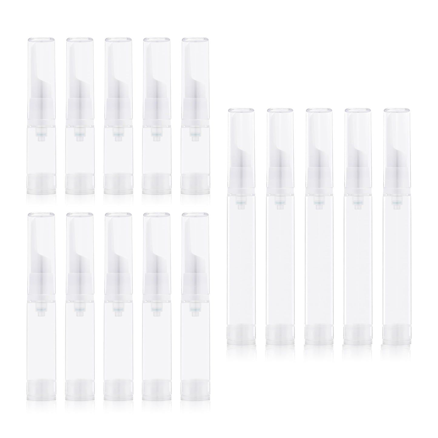 Liobelon 15 Piece Airless Pump Bottles, Empty Refillable Airless Pump Jars, Travel Size Dispenser Vacuum Eye Cream Bottle, Mini Travel Bottles for Lotion Toiletries Liquid Toner Sample, 5ml 10ml 15ml