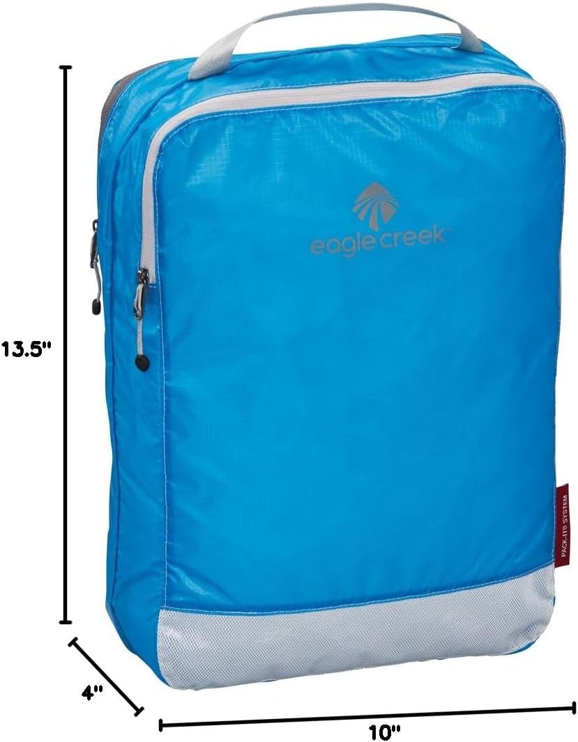 Eagle Creek Pack-It Clean/Dirty Packing Cubes for Travel - Durable Lightweight Dual Compartment Suitcase Organizer for Clean & Dirty Clothes, Brilliant Blue - Medium
