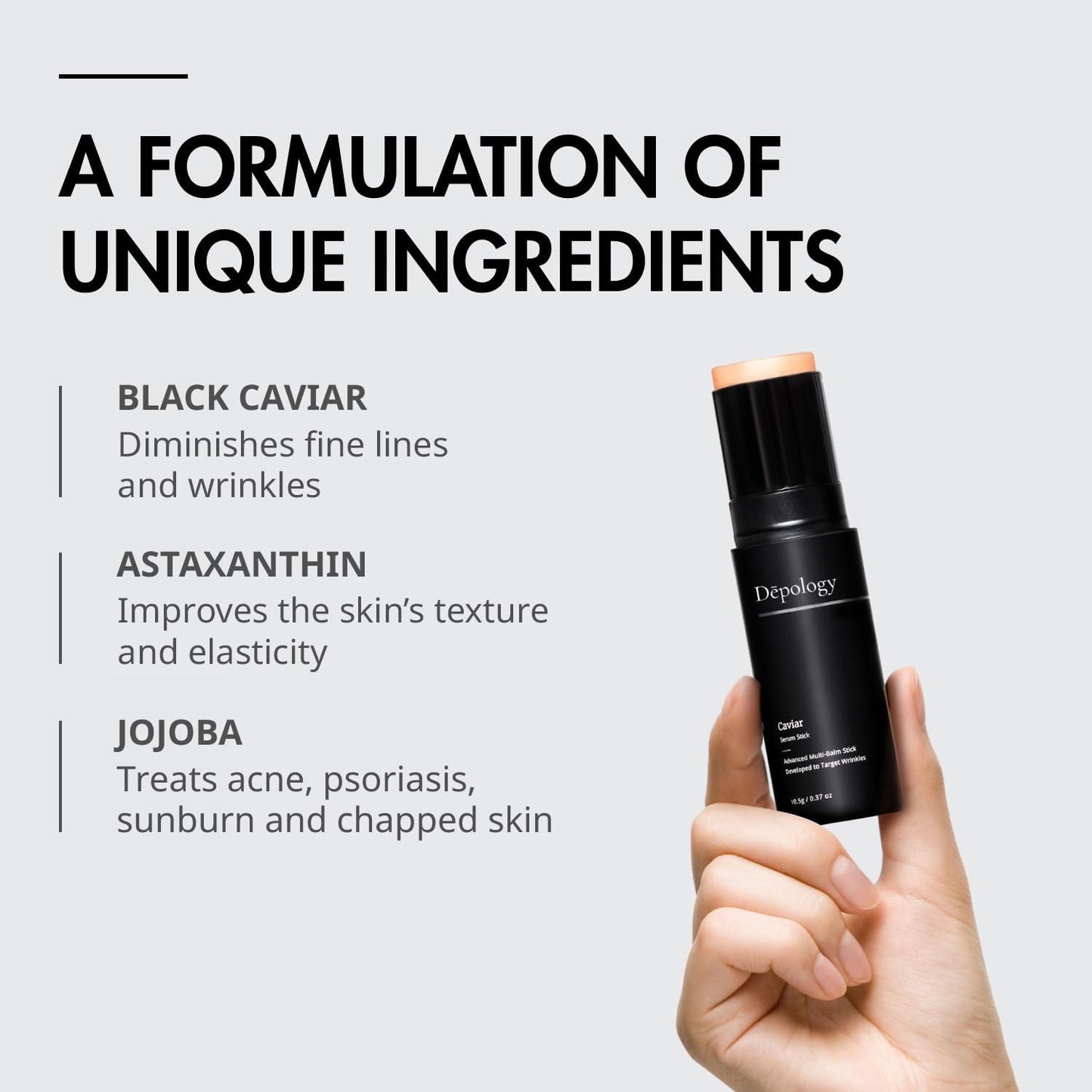 depology Caviar Serum Stick, Multi Balm Stick Hydrating for Refined Wrinkle Appearance, Luxurious Facial Balm to Hydrate and Diminish Signs of Aging, Korean Skin Care