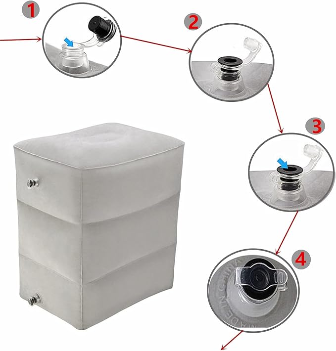 Inflatable Travel Foot & Leg Rest Pillow with Adjustable Height for Airplane, Car, Bus, Train, Office, Camping and Kids to Sleep on Long Flights, Air Pump Included