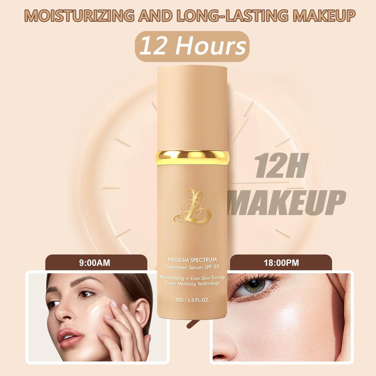 4 In 1 Color Changing Foundation,Korean Skin Care,Waterproof & Hydrating Base De Maquillaje,Full Coverage & Long Lasting (Pack of 1)