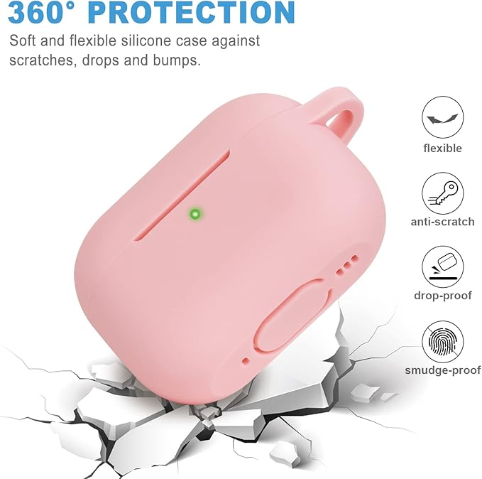 Case for Apple Airpods Pro 3 (2025) - VOTILE Airpods Pro 3 Cases Cover Women Silicone iPods Pro 3 Earbuds Wireless Accessorie Charging Cases Girl Keychain for Airpod iPods Pro 3 Generation - Pink