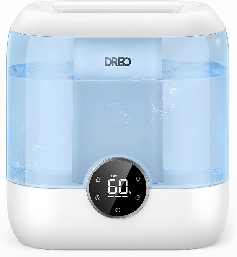 Dreo Humidifiers for Bedroom, 6L Top Fill Quiet Supersized Cool Mist Humidifier for Large Room, 60 Hour Runtime, Ultrasonic Humidifiers for Home, Baby, Plant, Indoor, Night Light, Blue