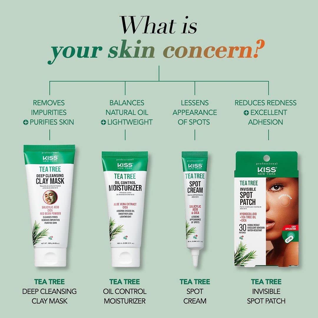 Kiss New York Face Moisturizer With Cica, Aloe Vera & Tea Tree, Oil Control Anti-Shine Facial Lotion, Korean Skin Care For Normal to Oily Skin, Lightweight Formula Absorbs Excess Oil (3.38 Fl Oz)