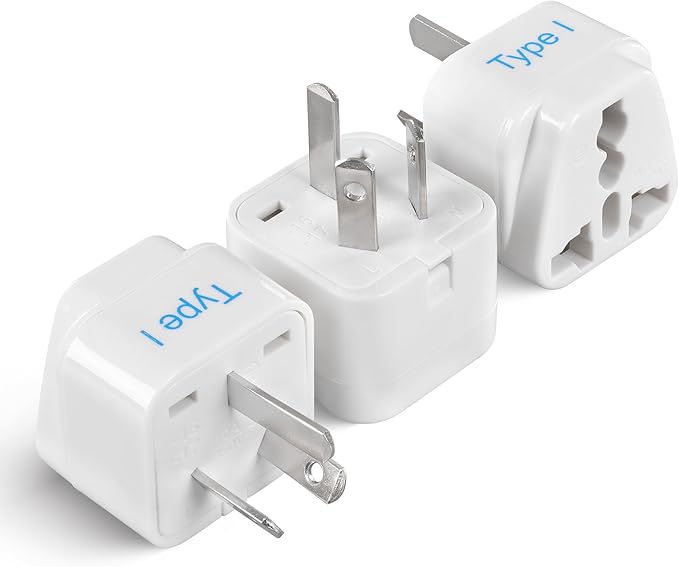 Ceptics Australia, China, New Zealand Travel Plug Adapter (Type I) - 3 Pack [Grounded & Universal] (GP-16-3PK)