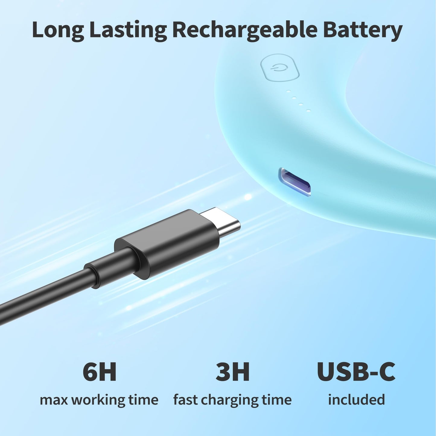 PANERGY Portable Neck Fan Rechargeable Hand Free Personal Fan Mini Wearable Battery Operated USB Fan for Men Women Kids Sport Work Travel