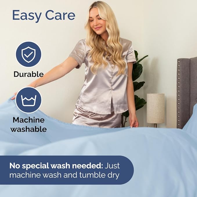 Bulk Case Pack of 10 Sheet Sets - (10) Complete Split King Size Sheet Sets w/ Deep Pockets - Wholesale Bulk Bedding for Hotels, Spas & Airbnbs - Breathable and Wrinkle Free - (Split King, Sky Blue)