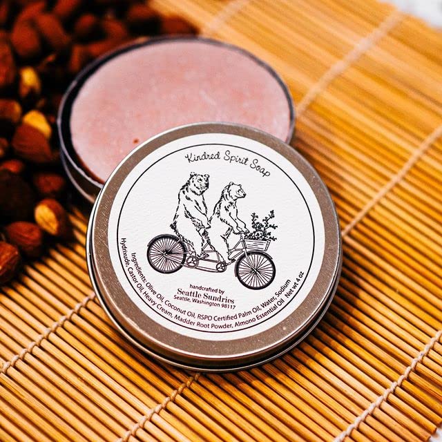 Seattle Sundries Almond & Cream Scented Soap, Friend Gift Idea - 1 (4oz) Bodywash Bar for Women & Men in a Gift Tin, Handmade Made in Washington Gift