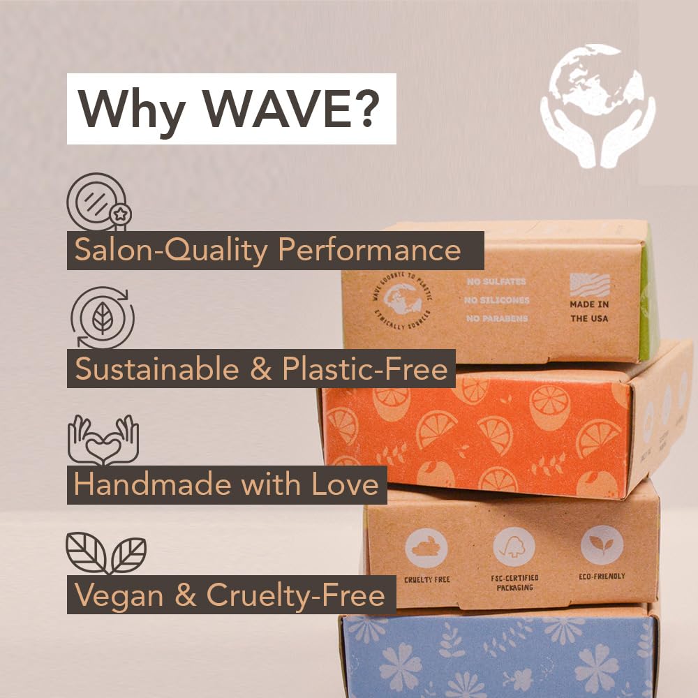 Wave Fresh Citrus Shampoo Bar & Conditioner Bar Set - Vegan & Sulfate-Free - Handmade Moisturizing Solid Bars for All Hair Types - Convenient for Travel, Long-Lasting, (80-120 Uses) - Citrus