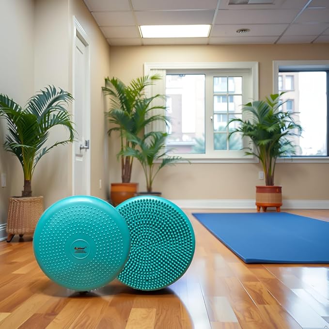 AppleRound Inflated Wobble Cushion with Hand Pump, Air Stability Board (Extra Thick), Core Balance Disc for Adults, Sensory Wiggle Seat for Kids, Flexible Seating for All Age, 13.5in / 34cm Diameter