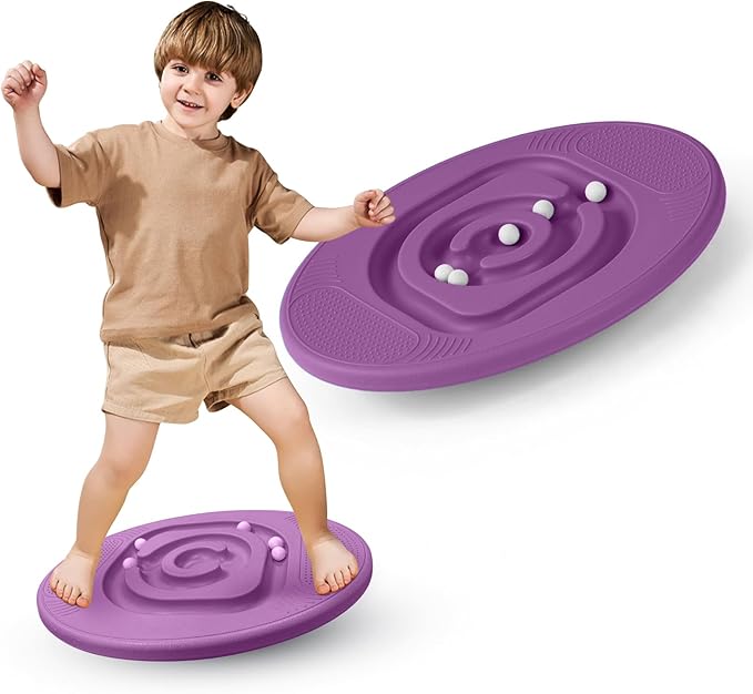 Kids Maze Balance Board - Wobble Trainer for Ski Surf Snowboard, Non-Slip Sensory Rocker Ages 3-12, Core Therapy & Skate Prep