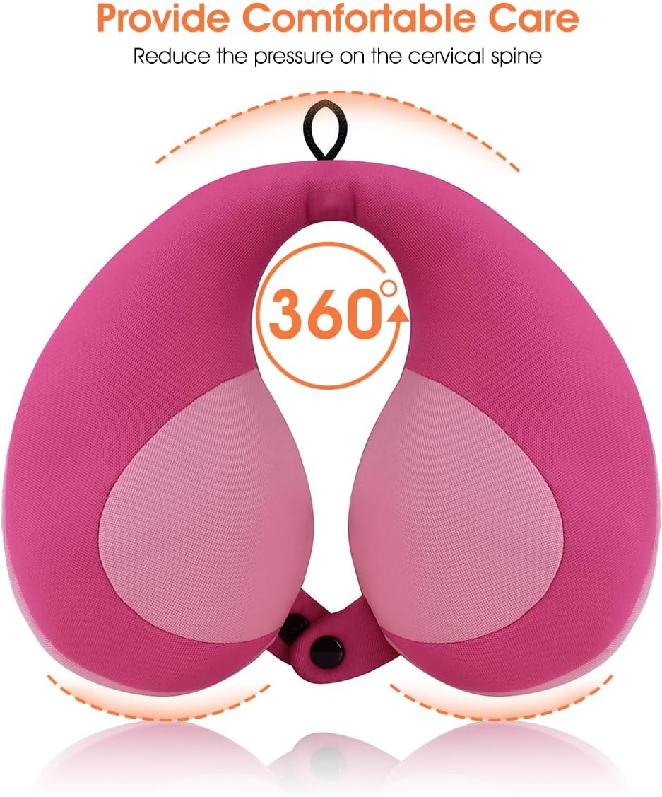 INFANZIA Kids Chin Supporting Travel Neck Pillow, Helps Support Head and Neck, Comfortably Designed for Head, Neck, and Chin Support - Gifts for Toddler/Child/Kids, Pink