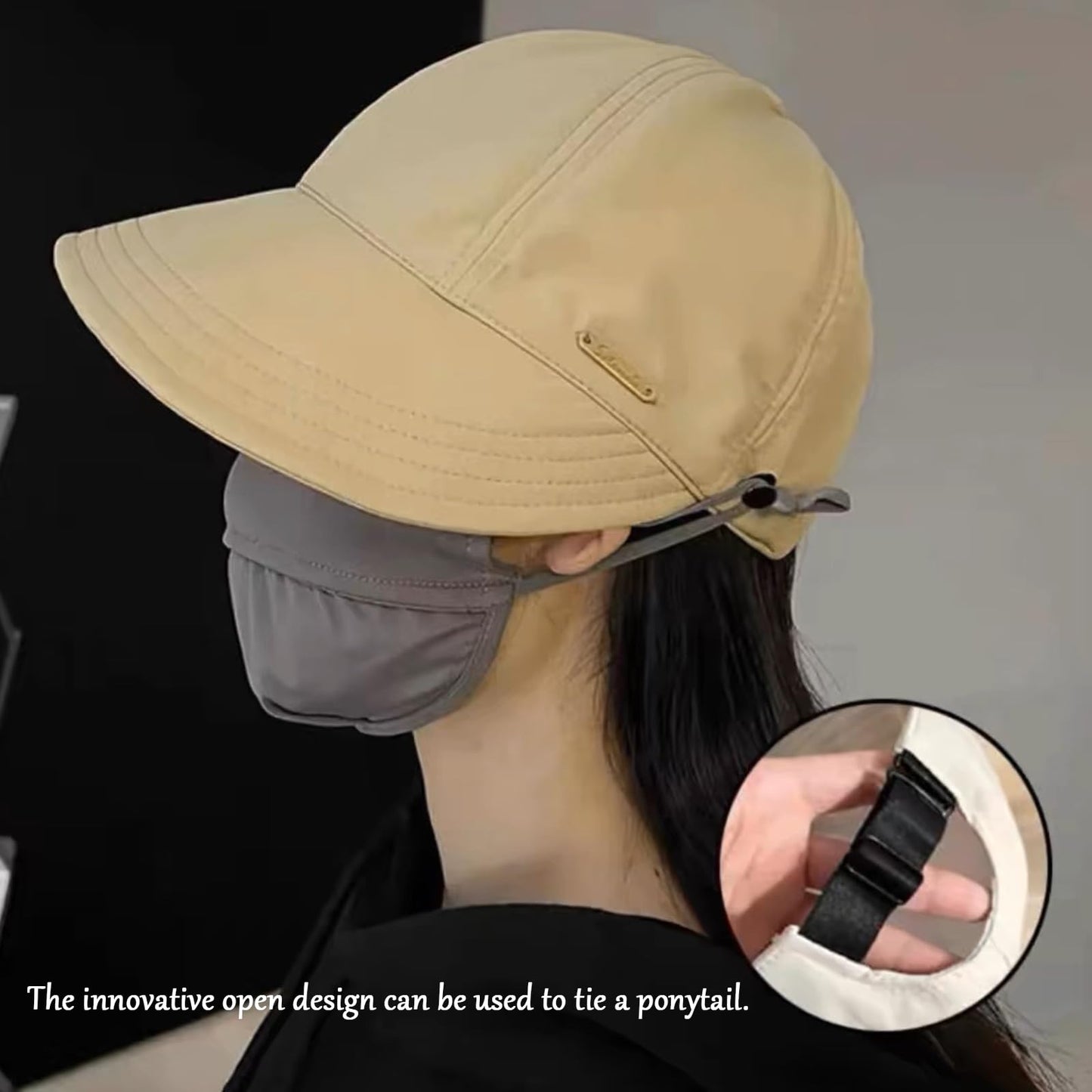 huablo]UPF 50+Womens Sun Hat Wide Brim Hat UV Protection Hiking Fishing Hats Adjustable Ponytail Packable Sun Cap Khaki