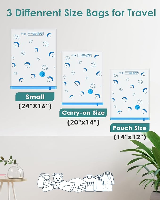 Vacuum Storage Bags with Electric Pump, 6 Pack Vacuum Sealed Bag with 1500mAh Rechargeable Battery for Clothes, Blanket, Duvets, Pillows, Comforters, Travel