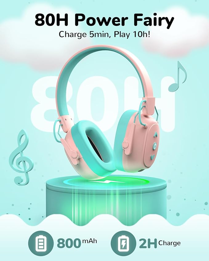 Kids Safety Earmuff Bluetooth 6.0, 29dB SNR Noise Reduction 94dB Lock Noise Cancelling Headphones (Pink)