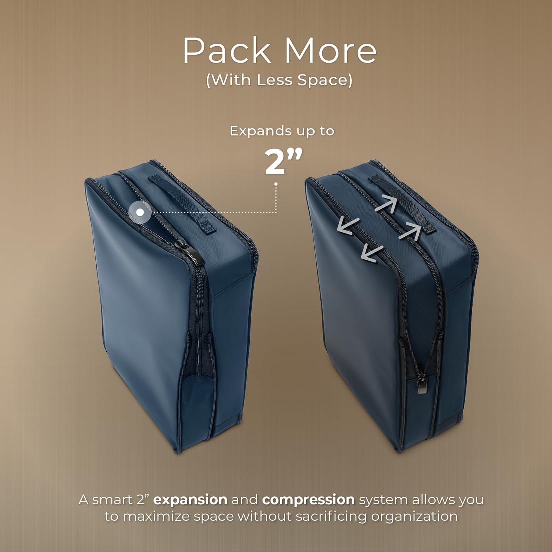 Briggs & Riley Compression Packing Cube Set - Bag Organizer for Check In Suitcase & Luggage, For Women & Men, Pack Accessories for Vacation - Travel Must Haves, 3-Piece, Navy