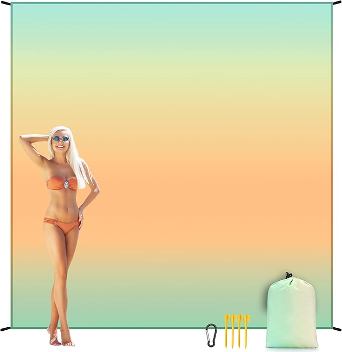 AISPARKY Beach Blanket Waterproof Sandproof Extra Large Beach Mat 79" X 83"/120"x108" for 2-8 Adults Quick Drying Durable Outdoor Picnic Mat for Travel, Camping, Hiking